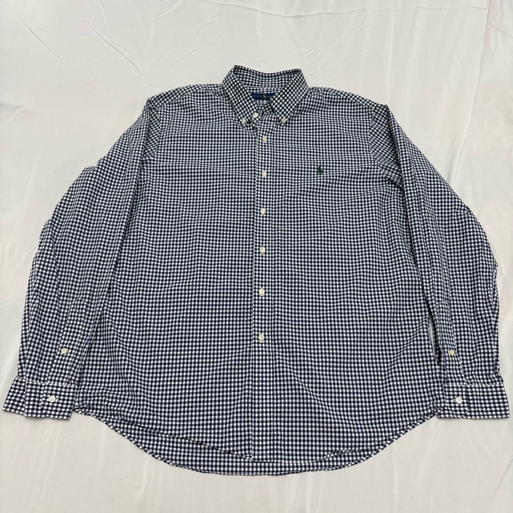 Ralph Lauren Blue Plaid Casual Button Down Shirt